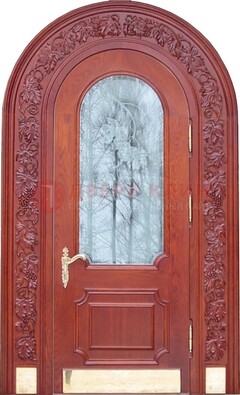 Толстая металлическая арочная дверь со стеклом ДА-20 в Волгограде