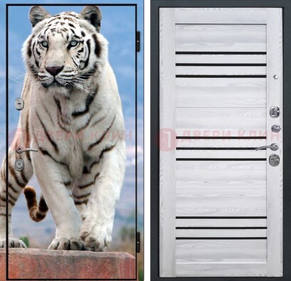 Стальная дверь с фотопечатью тигра ДФ-12 в Волгограде