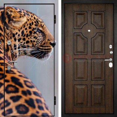 Металлическая дверь с фотопечатью леопарда ДФ-26 в Волгограде