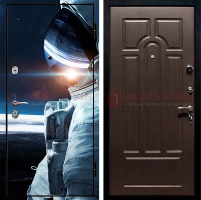Стальная дверь с фотопечатью космонавта ДФ-4 в Волгограде