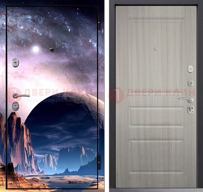 Железная дверь с фотопечатью космоса и планеты ДФ-50 в Волгограде