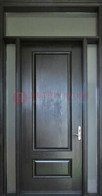 Черная металлическая дверь с фрамугами и стеклом ДФГ-24 в Волгограде