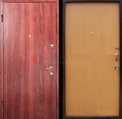 Красная железная дверь с ламинатом ДЛ-3 в Волгограде