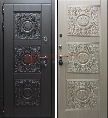 Темная стальная дверь с МДФ ДМ-161 для коттеджа в Волгограде