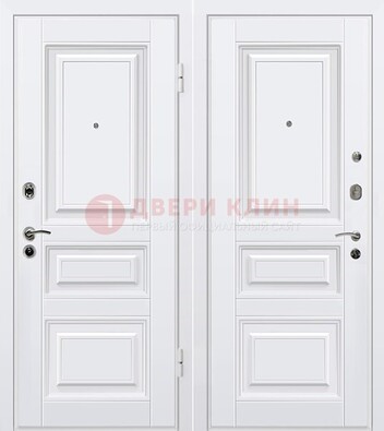 Белая металлическая дверь с МДФ ДМ-179 в Волгограде