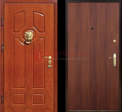 Оранжевая стальная дверь с МДФ ламинат внутри ДМ-18 в квартиру в Волгограде