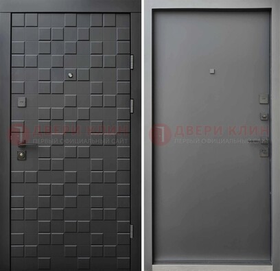 Темная стальная филенчатая дверь с МДФ ДМ-221 в Волгограде