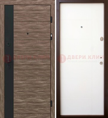 Коричневая входная дверь с черной вставкой МДФ ДМ-239 в Волгограде