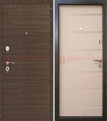 Коричневая  железная дверь c фрезерованной МДФ ДМ-248 в Волгограде