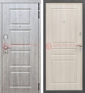 Железная серая дверь со светлой МДФ ДМ-302 в Волгограде