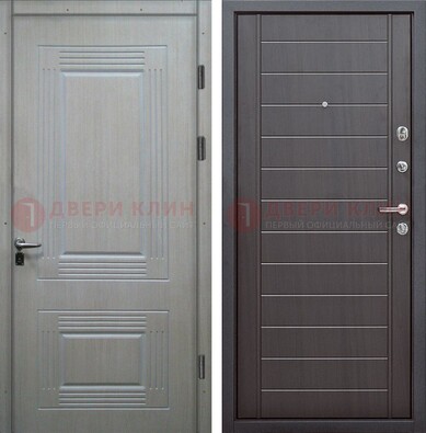 Светлая металлическая дверь с МДФ в квартиру ДМ-355 в Серпухове