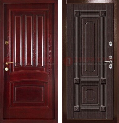 Красная стальная дверь с филенчатой МДФ ДМ-398 в Волгограде