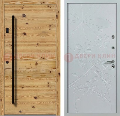Металлическая дверь с МДФ в светлом цвете ДМ-412 в Волгограде