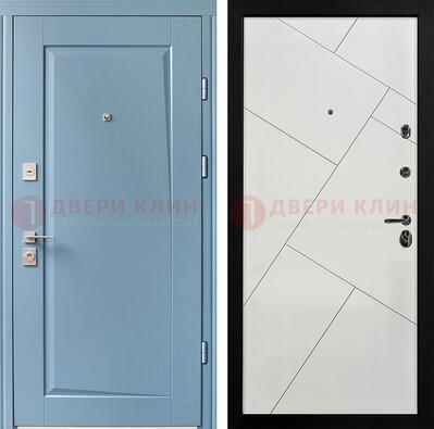 Синяя железная дверь с МДФ панелями ДМ-491 в Волгограде