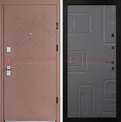 Красная стальная дверь в квартиру с МДФ хайтек ДМ-493 в Волгограде