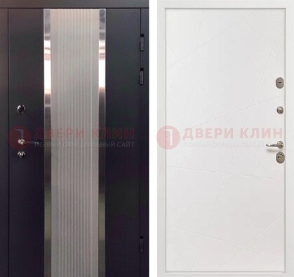 Темная металлическая дверь в квартиру МДФ с двух сторон ДМ-512 в Волгограде