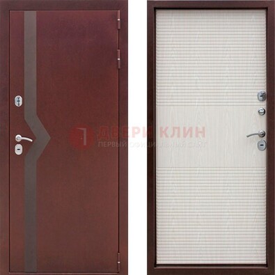 Бордовая металлическая дверь с порошковым напылением ДП-100 в Волгограде