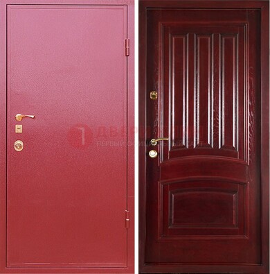 Красная металлическая дверь с порошковым напылением ДП-165 в Волгограде