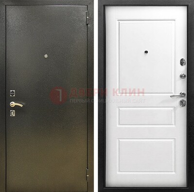 Входная дверь Темное серебро с порошковым напылением и белой МДФ ДП-272 в Волгограде