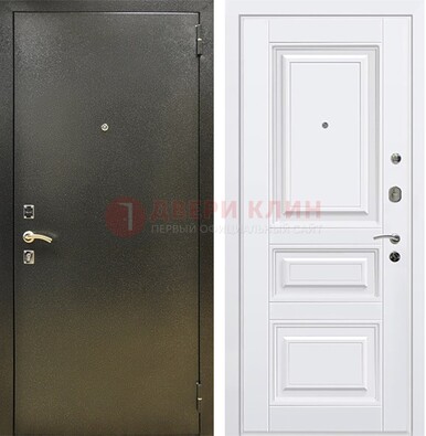 Железная темно-серая дверь с порошковым напылением и белой МДФ ДП-274 в Волгограде