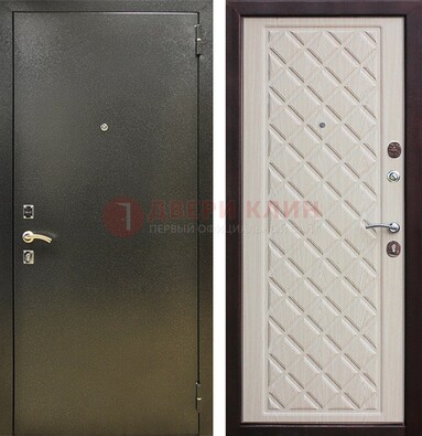 Темно-серая железная дверь с порошковым покрытием и филенчатой МДФ ДП-289 в Волгограде