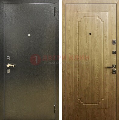 Темно-серая входная дверь с порошковым покрытием и МДФ Золотой дуб ДП-291 в Волгограде