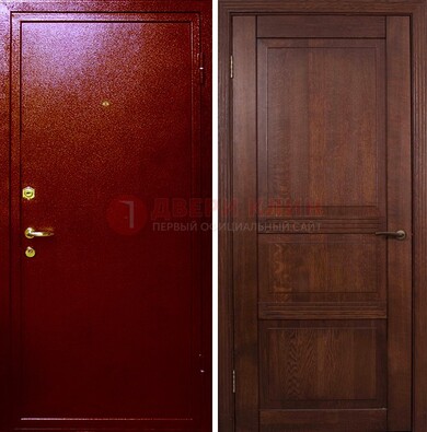 Красная железная дверь с порошковым окрасом ДП-58 в Волгограде