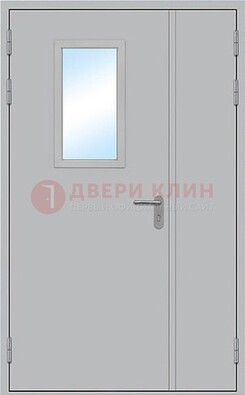 Белая входная техническая дверь со стеклянной вставкой ДПП-10 в Волгограде