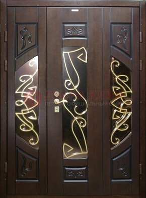 Парадная дверь со стеклом и ковкой ДПР-1 в каркасный дом в Волгограде