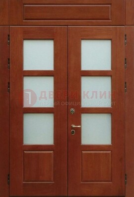 Металлическая парадная дверь со стеклом ДПР-69 для загородного дома в Волгограде