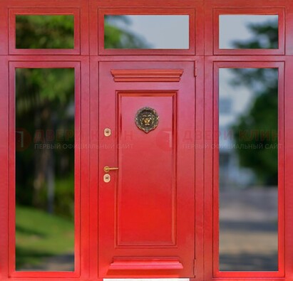 Красная парадная дверь для частного дома ДПР-88 в Волгограде