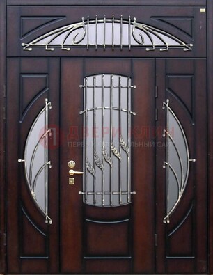 Парадная дверь со стеклянными вставками и ковкой ДПР-9 для улицы в Волгограде