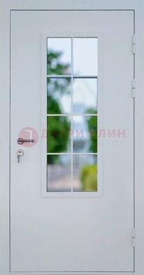 Белая железная дверь порошок со стеклом ДС-31 в Волгограде