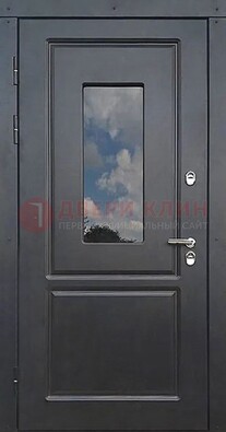 Чёрная металлическая дверь со стеклом ДС-77 в Волгограде