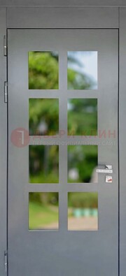 Серая металлическая дверь со стеклом ДС-78 в Волгограде
