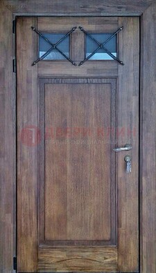 Металлическая дверь с Виноритом со стеклом и ковкой под старину ДСК-209 в Волгограде