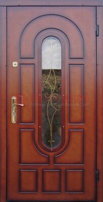 Яркая металлическая дверь Винорит со стеклом и ковкой ДСК-268 в Волгограде