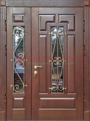 Стальная распашная дверь Винорит стекло и ковка ДСК-274 в Волгограде