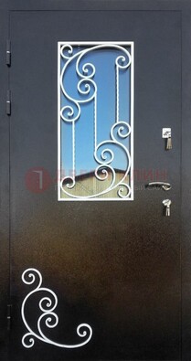 Входная дверь Порошок со стеклом и ковкой ДСК-278 в Волгограде