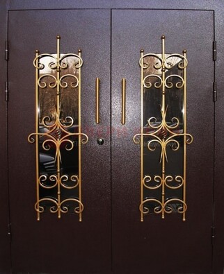 Металлическая дверь с ковкой и остеклением ДСК-49 в Волгограде