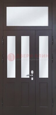 Черная тамбурная дверь со стеклянными вставками ДТМ-38 в Волгограде