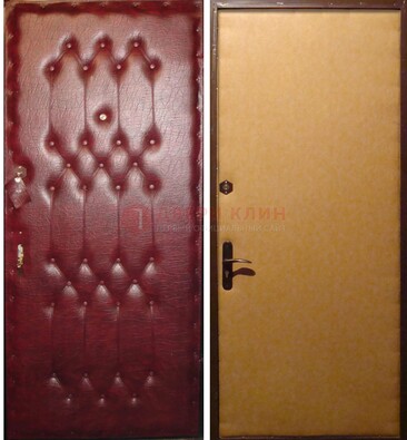 Бордовая металлическая дверь с винилискожей ДВ-1 в Щелково