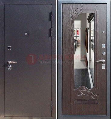 Черная входная дверь с зеркалом МДФ внутри ДЗ-29 в Волгограде