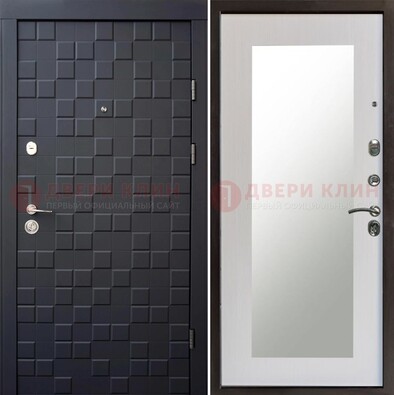 Черная стальная дверь МДФ и зеркалом ДЗ-50 в Волгограде