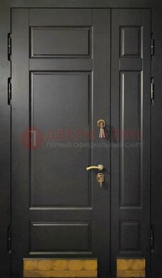 Черная полуторная железная дверь для частного дома ПЛ-2 в Волгограде